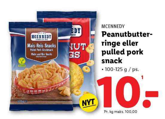 MCENNEDY Peanutbutter-ringe eller pulled pork snack