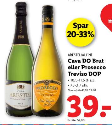 ARESTEL/ALLINI Cava DO Brut eller Prosecco Treviso DOP
