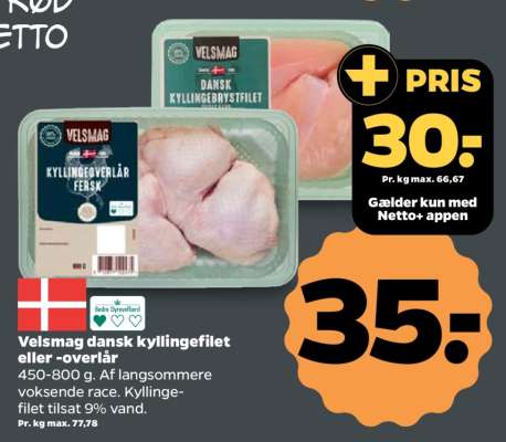 Velsmag dansk kyllingefilet eller -overlår