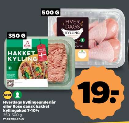Hverdags kyllingeunderlår eller Rose dansk hakket kyllingekød