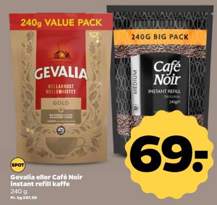 Gevalia eller Café Noir instant refill kaffe