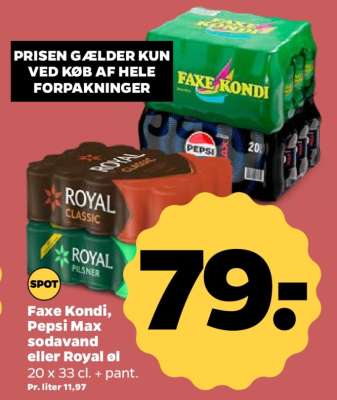 Fax Kondi, Pepsi Max sodavand eller Royal øl