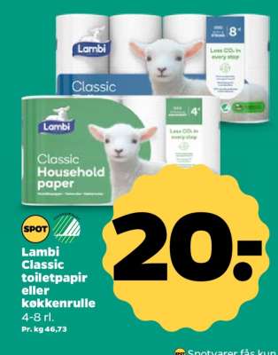 Lambi Classic toiletpapir eller køkkenrulle