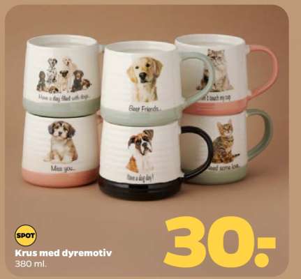 Krus med dyremotiv