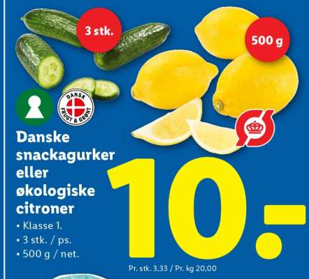 Danske snackagurker eller økologiske citroner