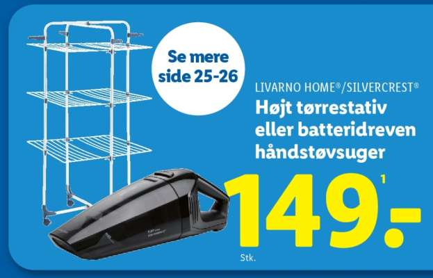 LIVARNO HOME/SILVERCREST Højt tørrestativ eller batteridreven håndstøvsuger