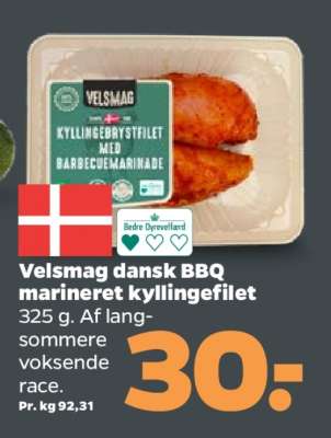 Velsmag dansk BBQ marineret kyllingefilet