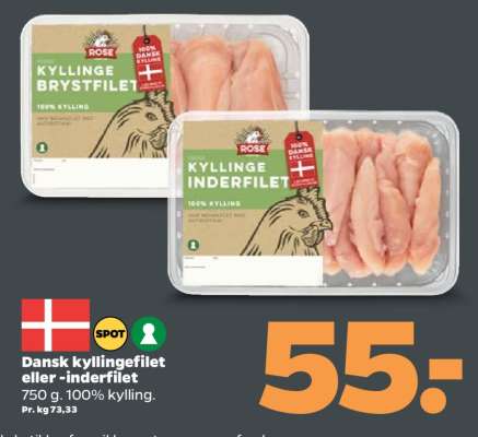 Dansk kyllingefilet eller -inderfilet