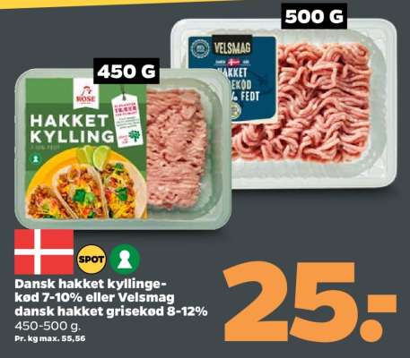 Dansk hakket kyllingekød eller Velsmag dansk hakket grisekød
