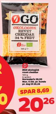 ØGO økologisk revet cheddar