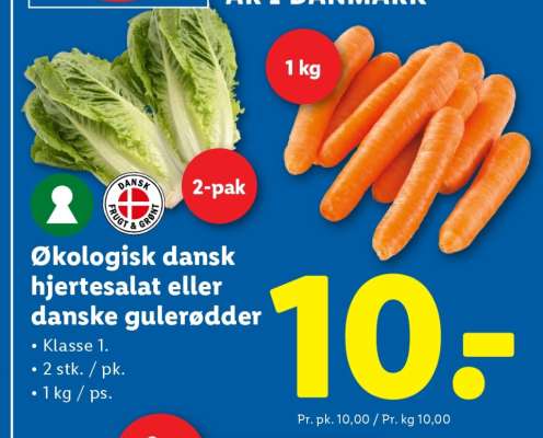 Økologisk dansk hjertesalat eller danske gulerødder