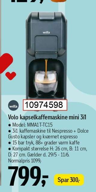 Volo kapselkaffemaskine mini 3i1