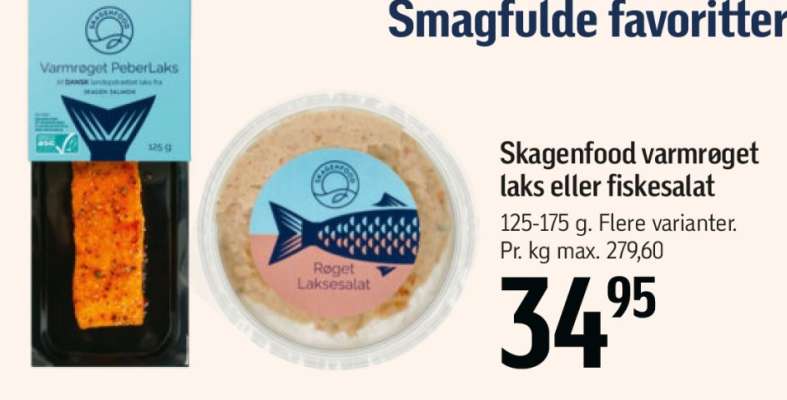 Skagenfood varmrøget laks eller fiskesalat