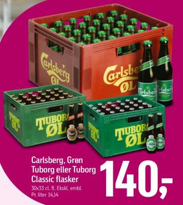 Carlsberg, Grøn Tuborg eller Tuborg Classic flasker