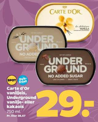 Carte d'Or vaniljeis, Underground vanilje- eller kakaois