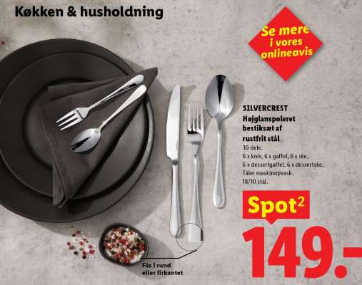 SILVERCREST Højglanspoleret bestiksæt af rustfrit stål