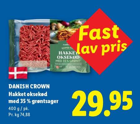 DANISH CROWN Hakket oksekød med 35% grøntsager