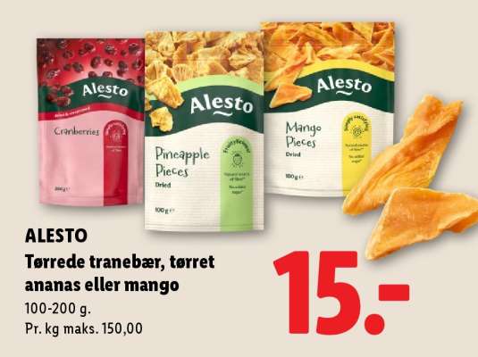 ALESTO Tørrede tranebær, tørret ananas eller mango