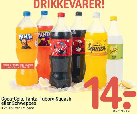 Coca-Cola, Fanta, Tuborg Squash eller Schweppes