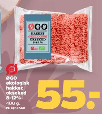 ØGO økologisk hakket oksekød 8-12%