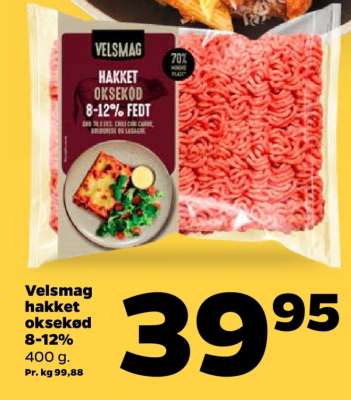 Velsmag hakket oksekød 8-12%