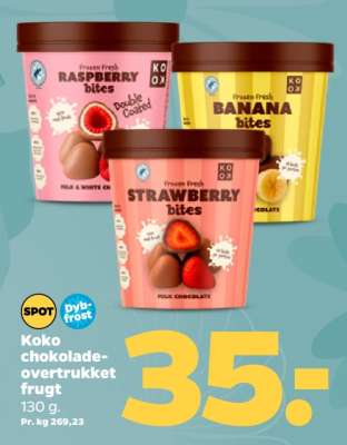 Koko chokoladeovertrukket frugt