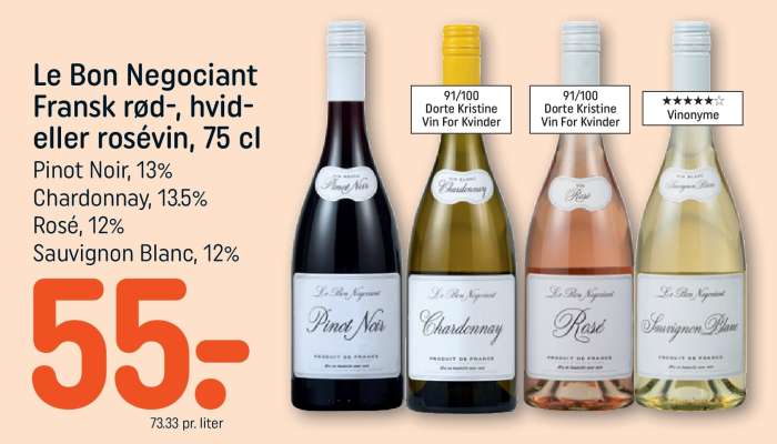 Le Bon Negociant Fransk rød-, hvid- eller rosévin, 75 cl