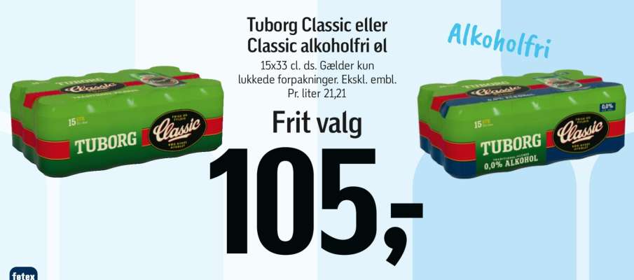 Tuborg Classic eller Classic alkoholfri øl