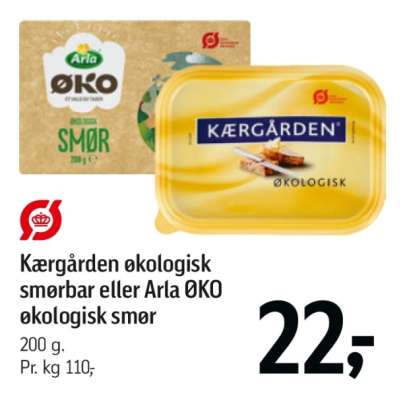 Kærgården økologisk smørbar eller Arla ØKO økologisk smør