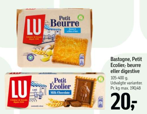 Bastogne, Petit Ecolier; beurre eller digestive