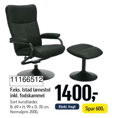F.eks. Istad lænestol inkl. fodskammel