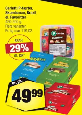 Carletti P-tærter, Skumbanan, Brazil el. Favoritter