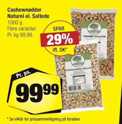 Cashewnødder Naturel el. Saltede
