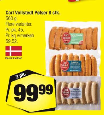 Carl Vollstedt Pølser 8 stk.
