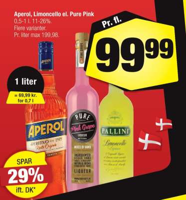 Aperol, Limoncello el. Pure Pink