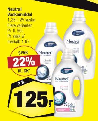 Neutral vaskemiddel