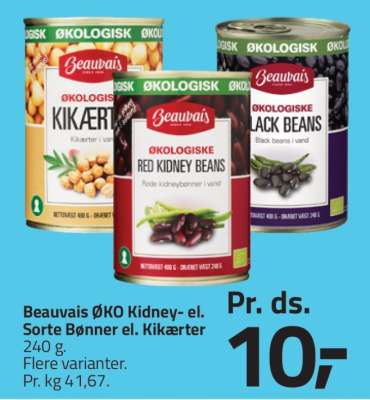 Beauvais ØKO Kidney- el. Sorte Bønner el. Kikærter