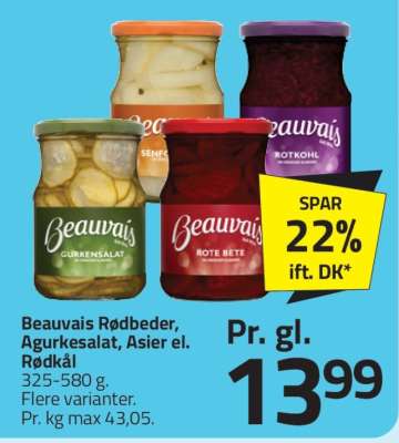 Beauvais Rødbeder, Agurkesalat, Asier el. Rødkål