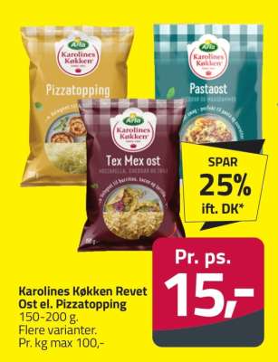 Karolines Køkken Revet Ost el. Pizzatopping