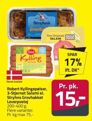 Robert Kyllingepølser, 3-Stjernet Salami el. Stryhns Grovhakket Leverpostej