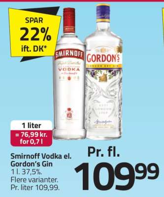 Smirnoff Vodka el. Gordon's Gin