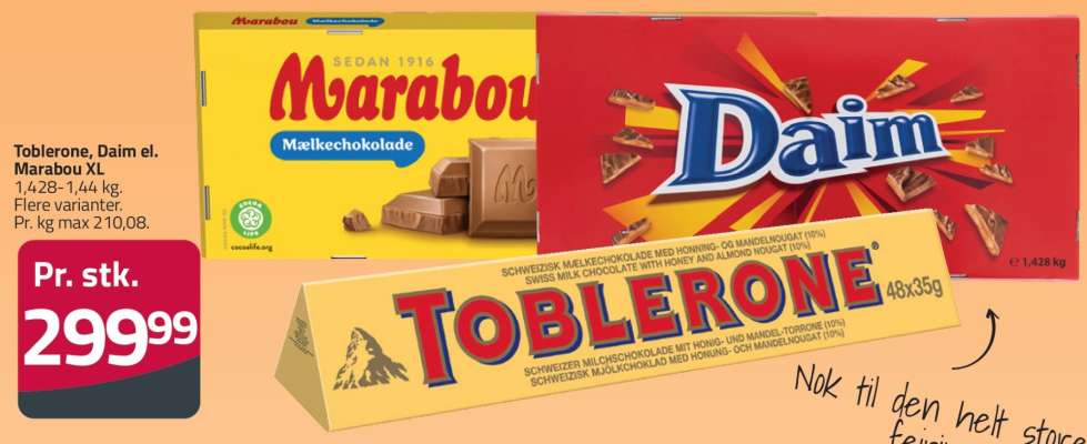 Toblerone, Daim, el. Marabou XL