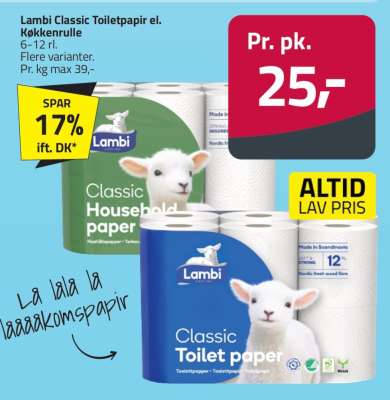 Lambi Classic Toiletpapir el. Køkkenrulle