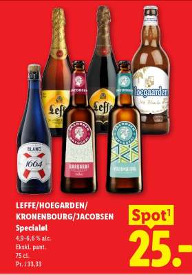 LEFFE/HOEGARDEN/KRONENBOURG/JACOBSEN Specialøl
