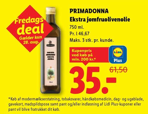 Primadonna Ekstra jomfruolivenolie