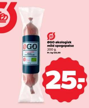 ØGO økologisk mild spegepølse