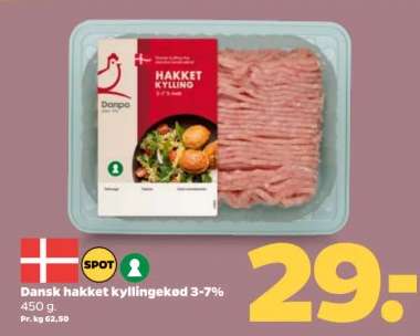 Dansk hakket kyllingekød 3-7%