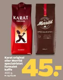 Karat original eller Merrild specialristet formalet kaffe