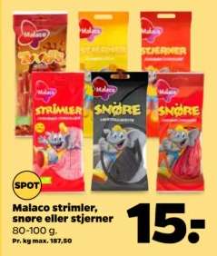 Malaco strimler, snøre eller stjerner