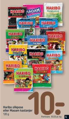 Haribo slikpose eller Maoam kastanjer